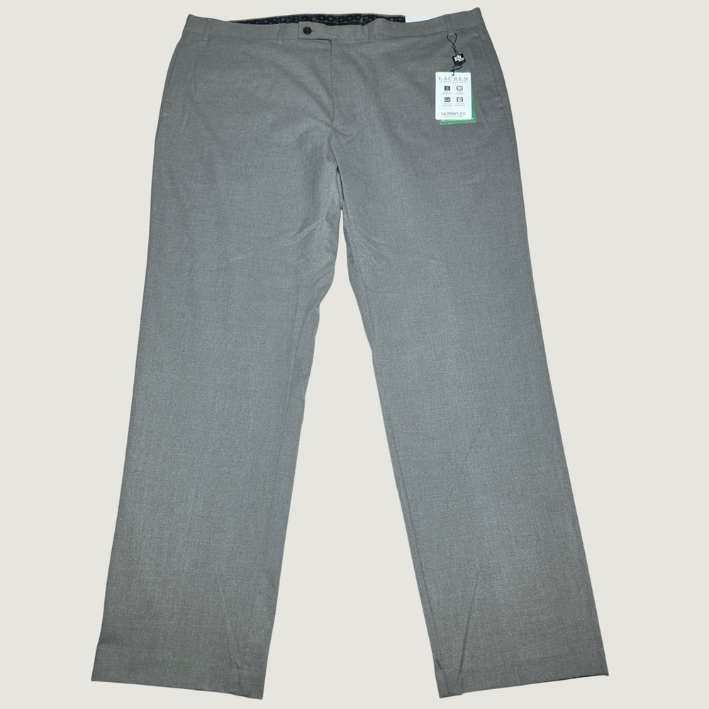 NEW Lauren Ralph Lauren Dress Pants 42x32 UltraFlex Classic Fit Flat Front Grey